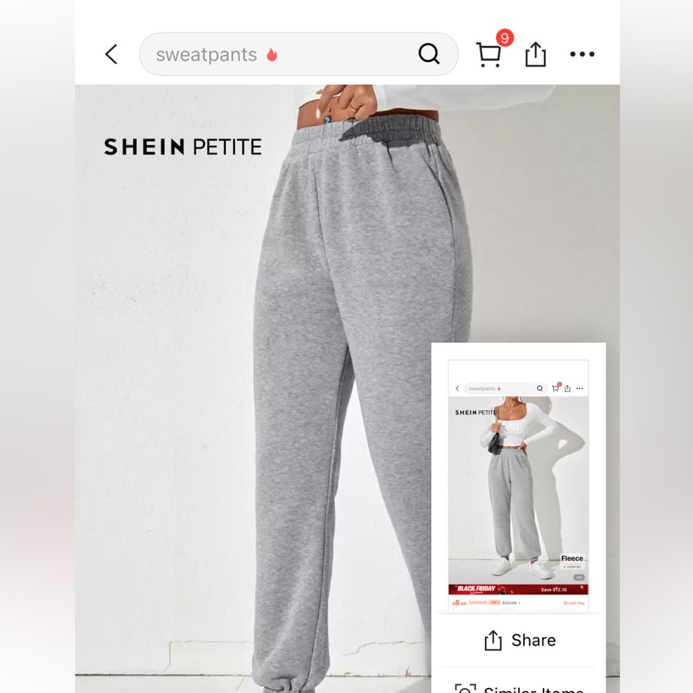 SHEIN Light Gray Joggers girls women’s XXS petite sweatpants casual athleisure - Picture 8 of 10